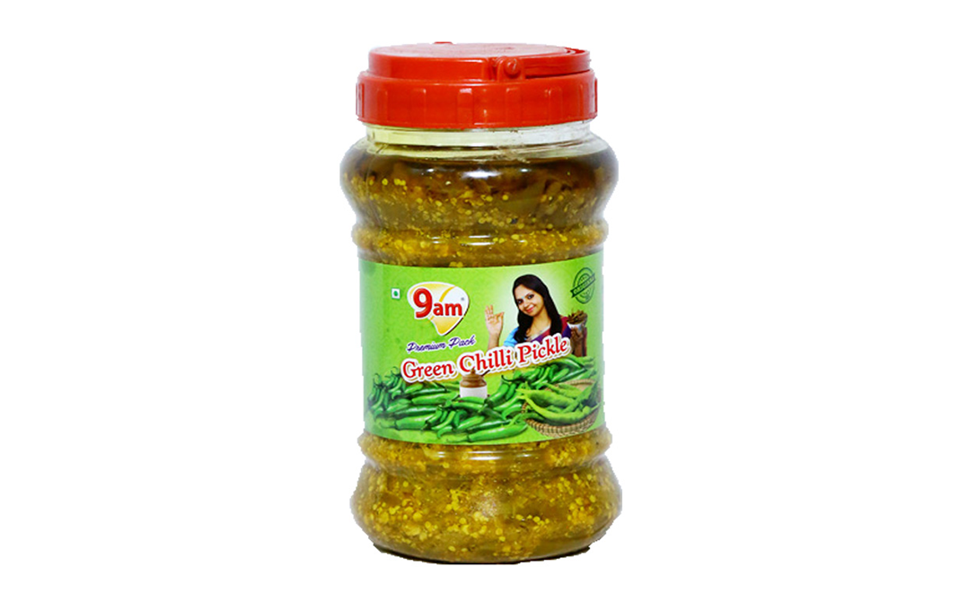 9am Green Chilli Pickle    Plastic Jar  1 kilogram
